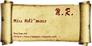 Miu Rémusz névjegykártya